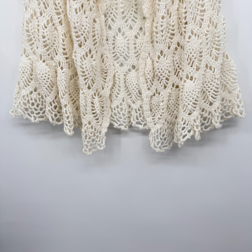 Vintage Handmade Crochet Poncho Cardigan One Size Coquette Fairy Ethereal Artsy - Picture 6 of 10